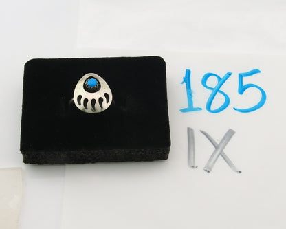 Navajo Paw Ring Sterling Silver Blue Turquoise Vintage Native Artist Size 4.0