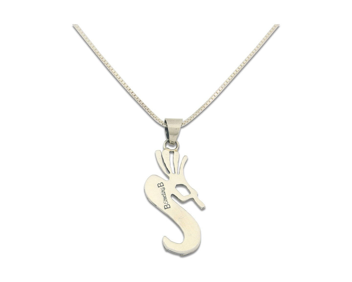 Navajo Kokopelli Necklace Sterling Silver Opal Vintage Signed BB