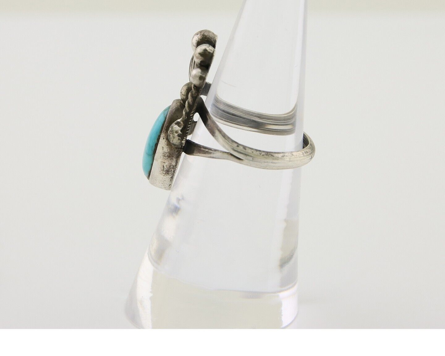 Navajo Handmade Ring 925 Silver Turquoise Signed LS C.80's