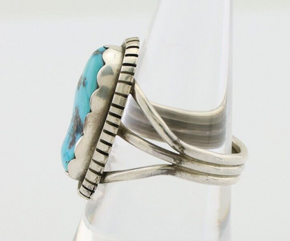 Navajo Ring 925 Silver Natural Blue Turquoise Signed Tony Guerro C.80's