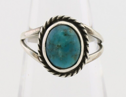 Navajo Ring 925 Silver Kingman Turquoise Native American Artist C.80's