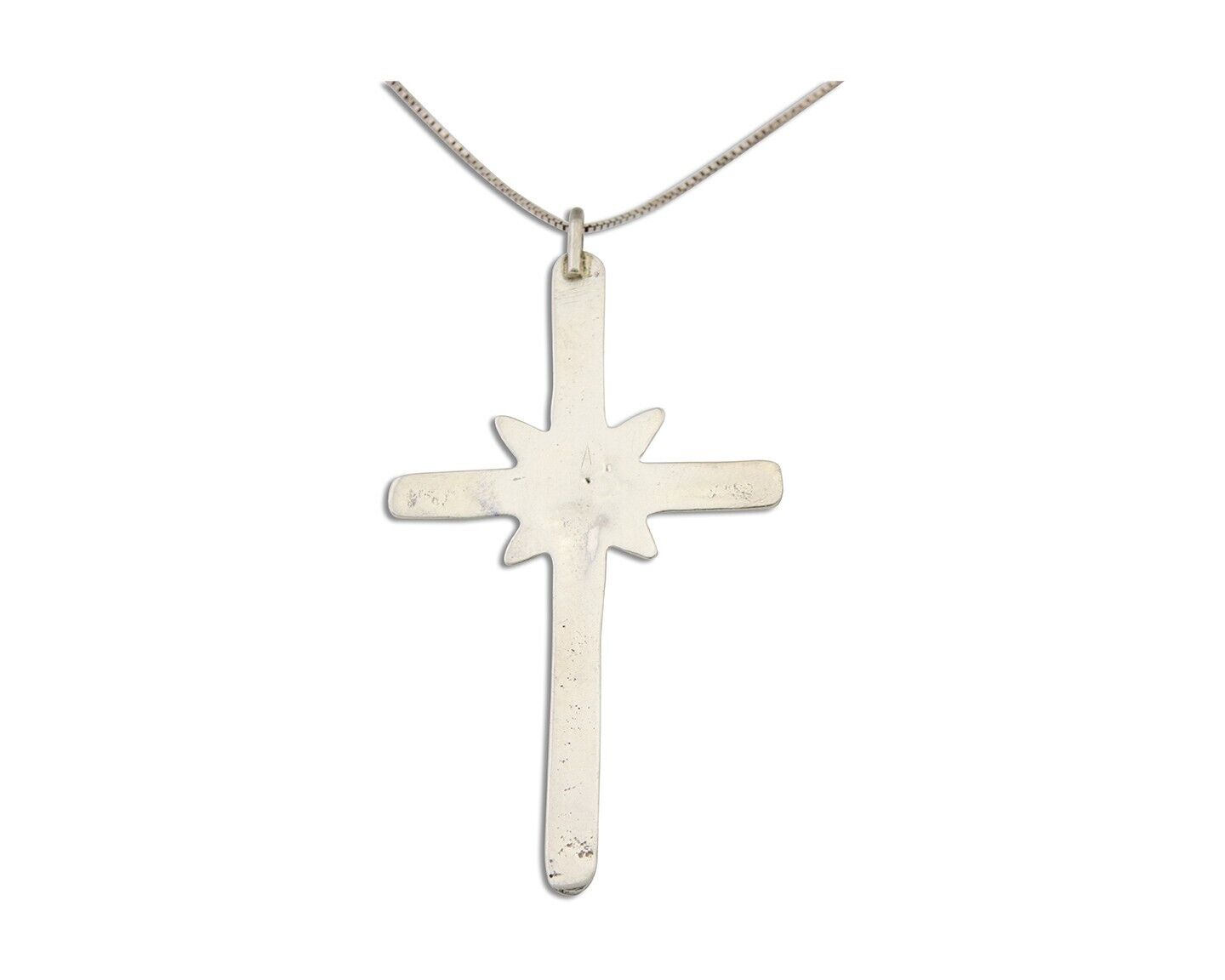 Navajo Sand Cast Necklace 925 Silver Turquoise Native American Artist C.80's