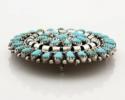 Navajo Concho Pin Pendant Natural Blue Turquoise Vintage Handmade Signed MB