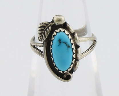 Navajo Ring 925 Silver Sleeping Beauty Turquoise Signed SkyStone Creations C80s