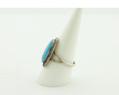 Navajo Ring .925 Silver Sleeping Beauty Turquoise Artist Signed AB C.80's