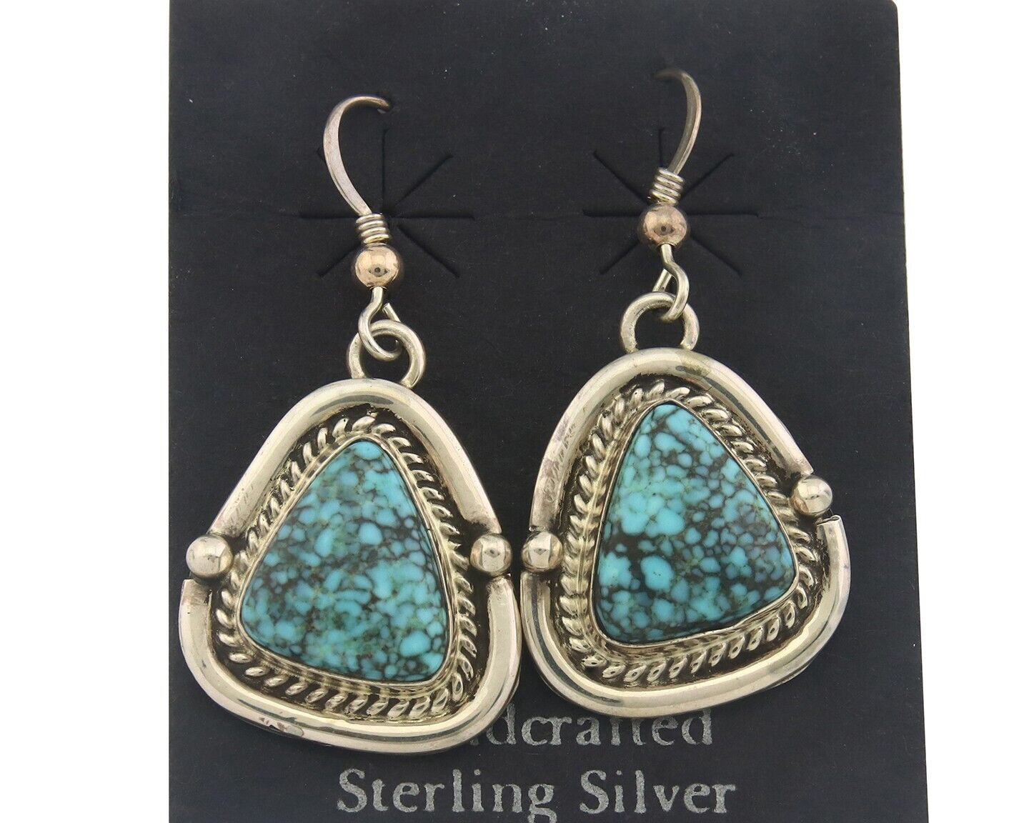 Navajo Earrings 925 Silver Natural Turquoise Native American Artist C.80's
