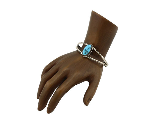 Navajo Bracelet 925 Silver Sleeping Beauty Turquoise Native American C.80's