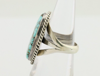 Navajo Ring 925 Silver Blue Spiderweb Turquoise Native American Artist C.80's