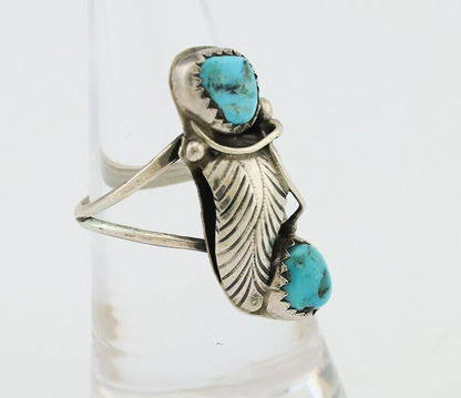 Navajo Handmade Ring 925 Silver Kingman Turquoise Native American Artist C.80's
