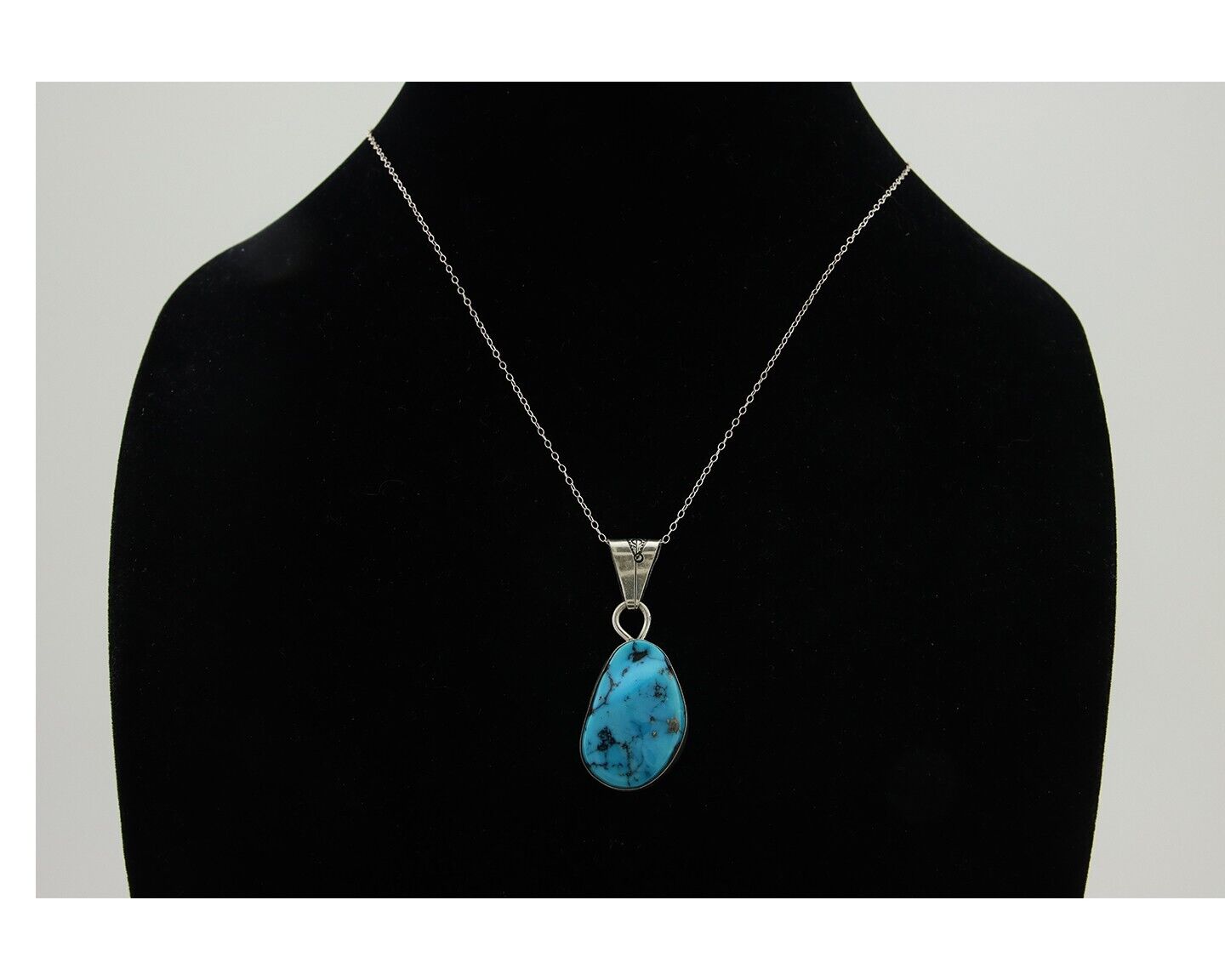 Navajo Necklace 925 Silver Blue Turquoise Artist Signed Tony Guerro C.80's
