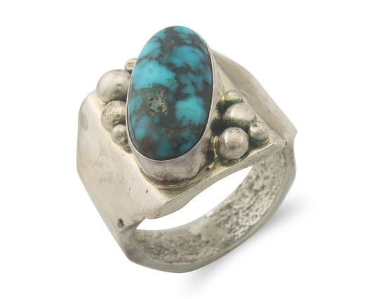 Vintage Navajo Ring 925 Sterling Authentic Turquoise Signed Sammy Begay Size 13