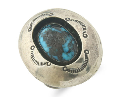 Vintage Navajo Ring 925 Sterling Authentic Traditional Turquoise Size 7.75