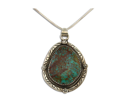 Navajo Necklace 925 Silver Natural Turquoise Artist Signed IJC C.80's