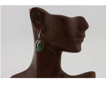 Navajo Earrings 925 Silver Natural Green Turquoise Native Artist C.80s