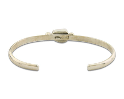 Navajo Bracelet .925 Silver Mediterranean Red Coral Cuff Native Artist C.80's