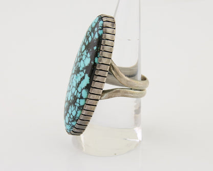 Navajo Ring 925 Silver Blue Spiderweb Turquoise Native American Artist C.80's