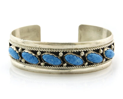 Navajo Cuff Bracelet Sterling Silver Denim Lapis Vintage Signed Ray Begay