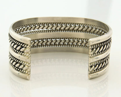 Navajo Cuff Bracelet 925 Sterling Silver Vintage Handmade Signed TAHE