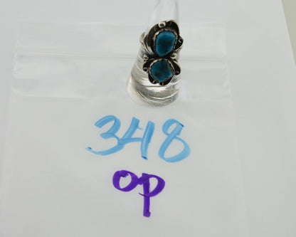 Navajo Ring 925 Silver Blue Turquoise Artist Signed Zazzie C.80's