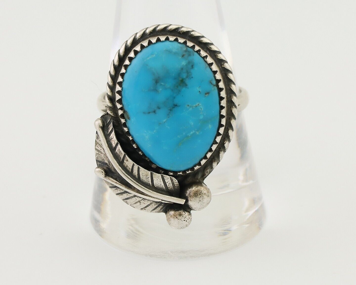 Navajo Ring 925 Silver Natural Kingman Turquoise Native American Artist C.80's