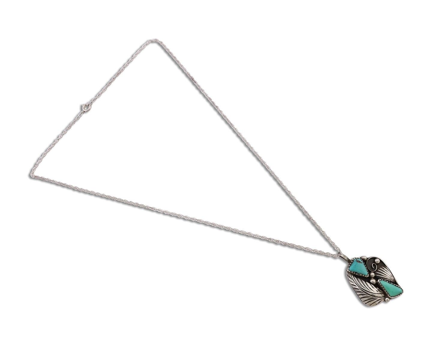 Navajo Turquoise Handmade Necklace 925 Silver Artist Signed PM C.80s