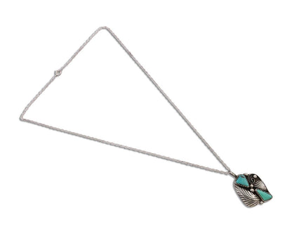 Navajo Turquoise Handmade Necklace 925 Silver Artist Signed PM C.80s