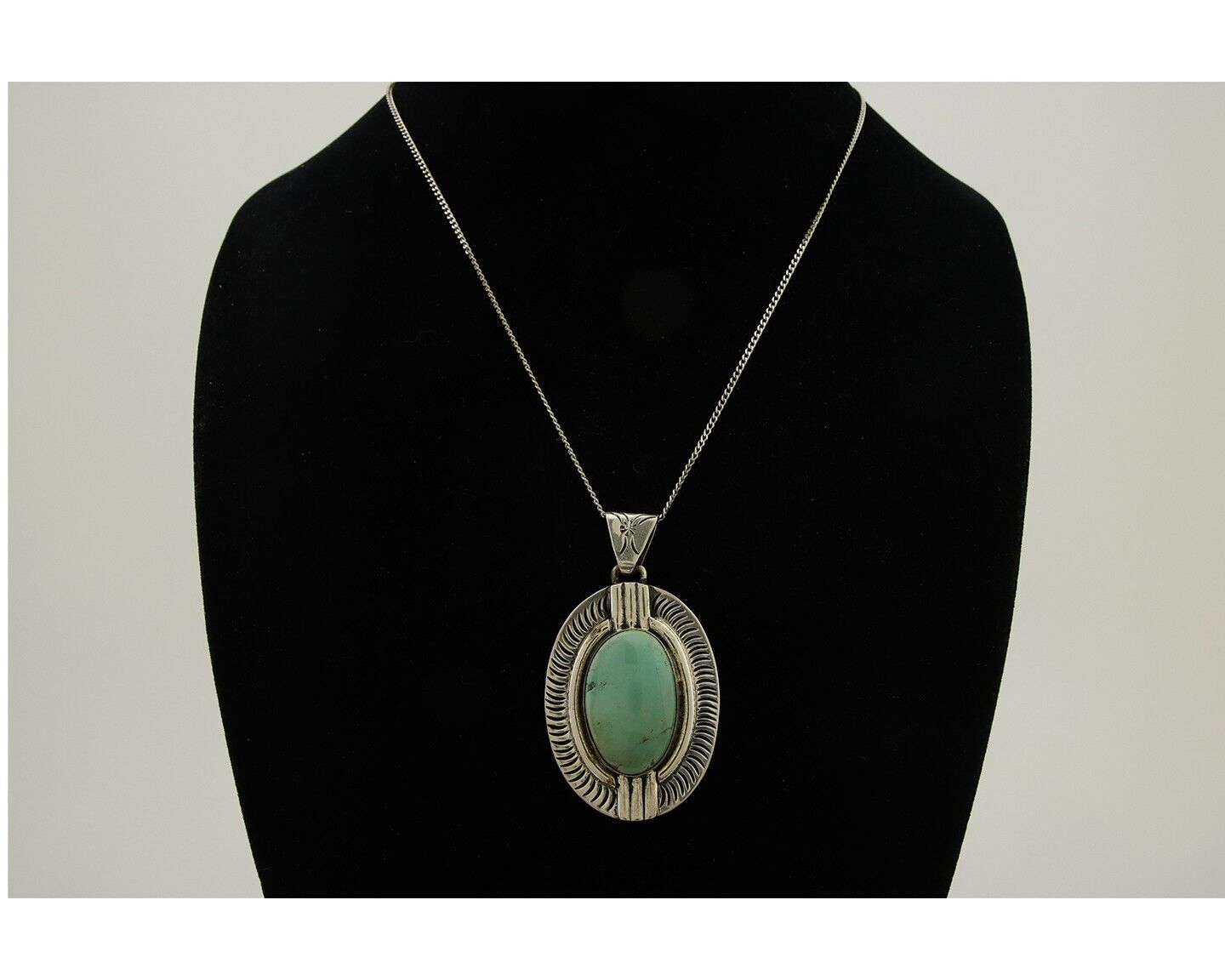 Navajo Necklace 925 Silver Natural Turquoise Artist M Montoya C.80's