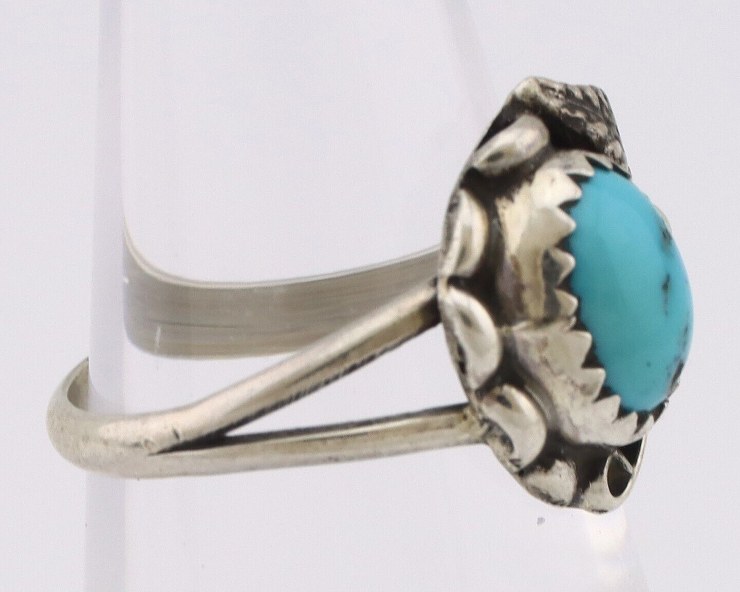 Navajo Ring 925 Silver Sleeping Beauty Turquoise Native American Artist C.80's