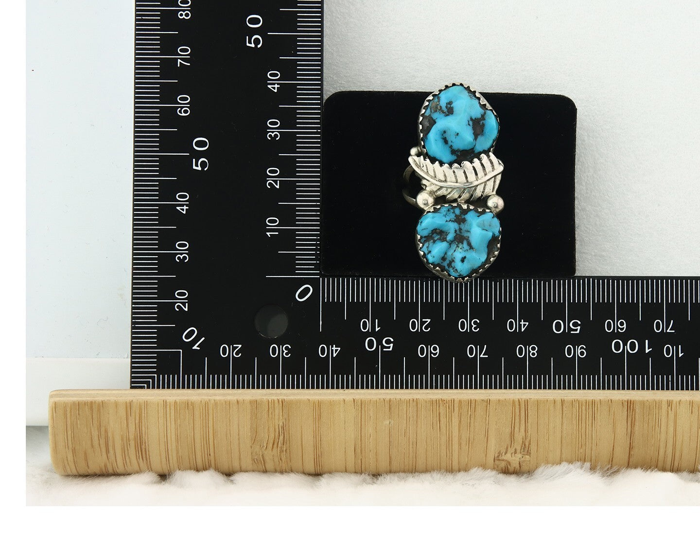Vintage Zuni Ring 925 Sterling Silver Turquoise Signed RLB Size 6.0