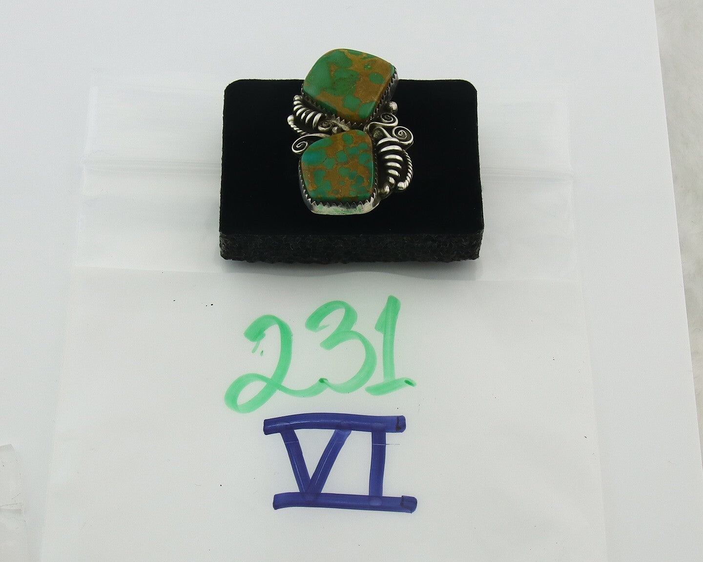 Vintage Navajo Ring 925 Sterling Silver Authentic Manassas Turquoise Size 6.5