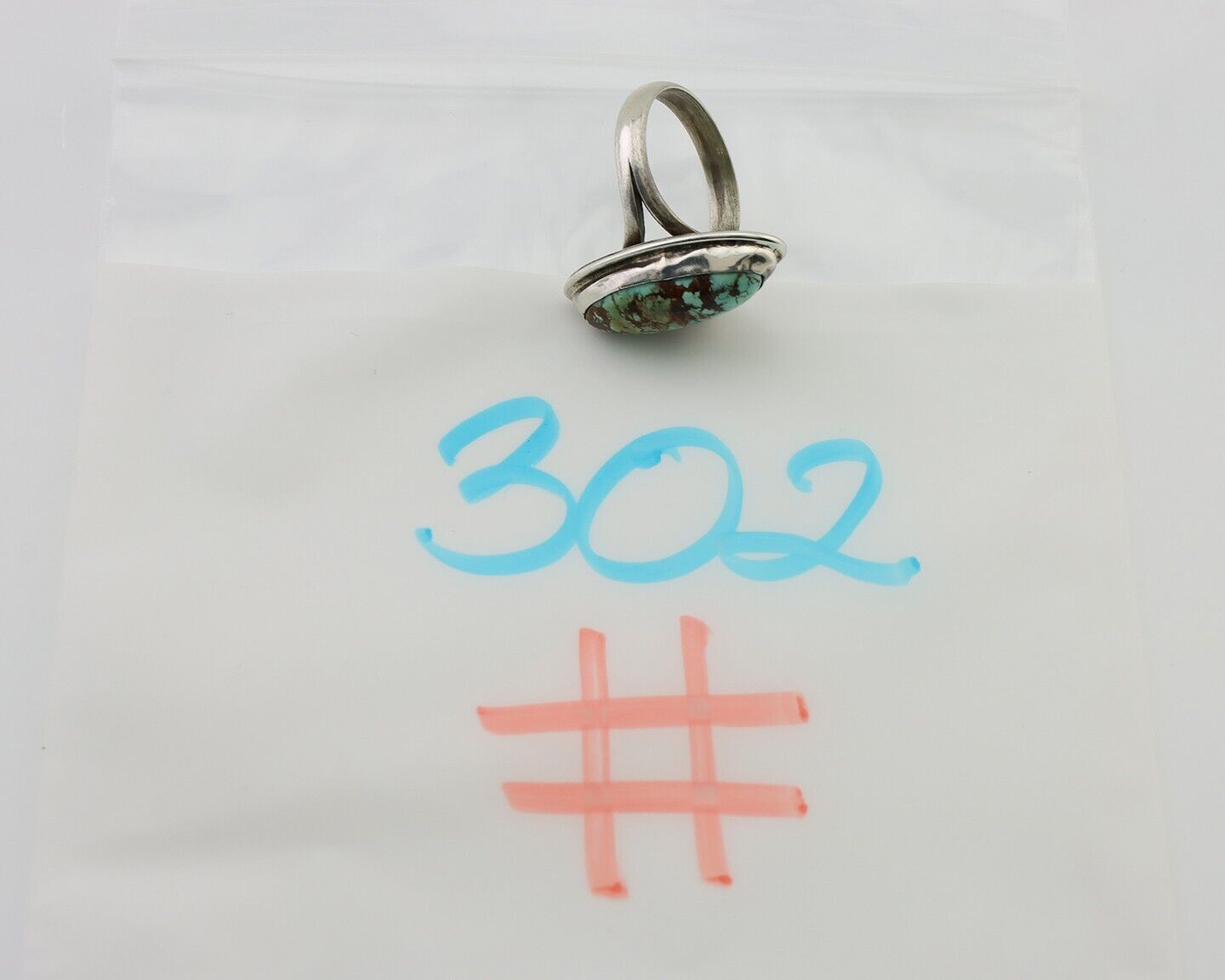 Navajo Handmade Ring 925 Silver Natural Turquoise Artist Signed GC01 C.80's