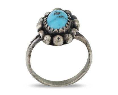 Navajo Handmade Ring 925 Silver Sleeping Beauty Turquoise Artist Signed SC C80s