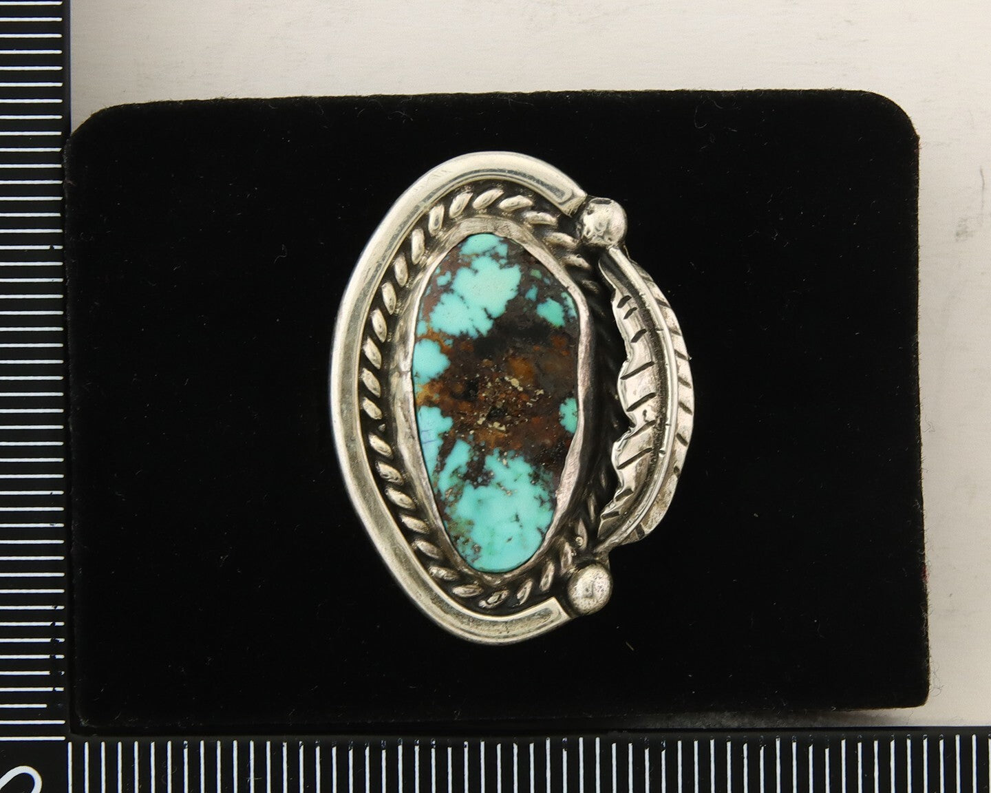 Mexican Handmade Ring 925 Sterling Natural Mined Turquoise C.80's Size 6