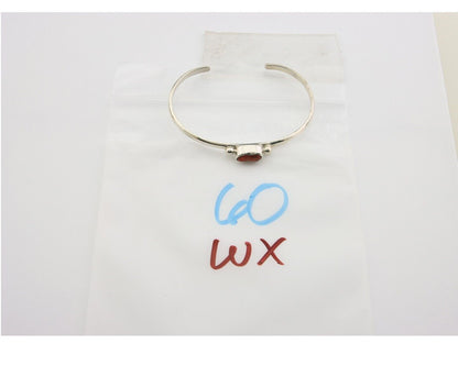 Navajo Bracelet .925 Silver Natural Red Coral Cuff Native American Artist C.80's