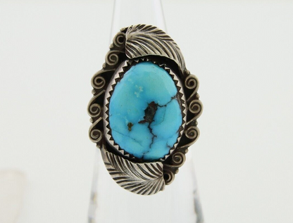 Navajo Ring .925 Silver Blue Turquoise Artist Signed Billy Eagle C.80's