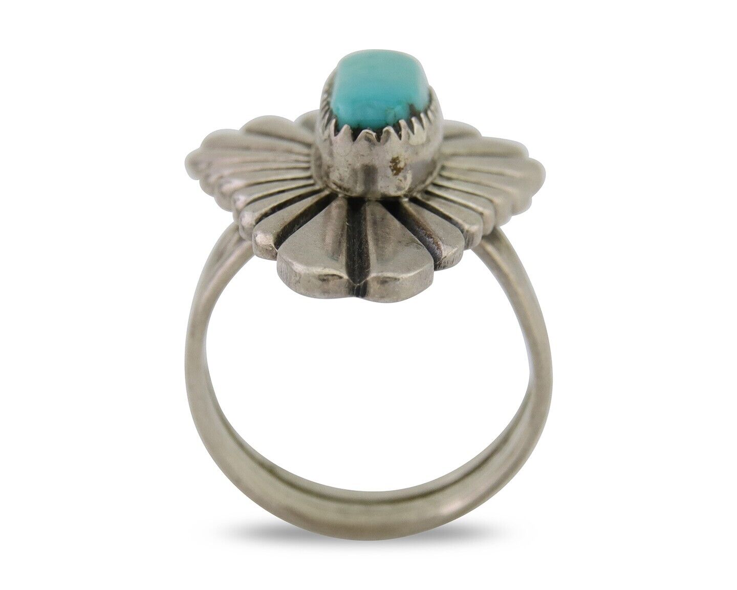 Navajo Ring 925 Silver Natural Turquoise Native American Artist Size 5.25