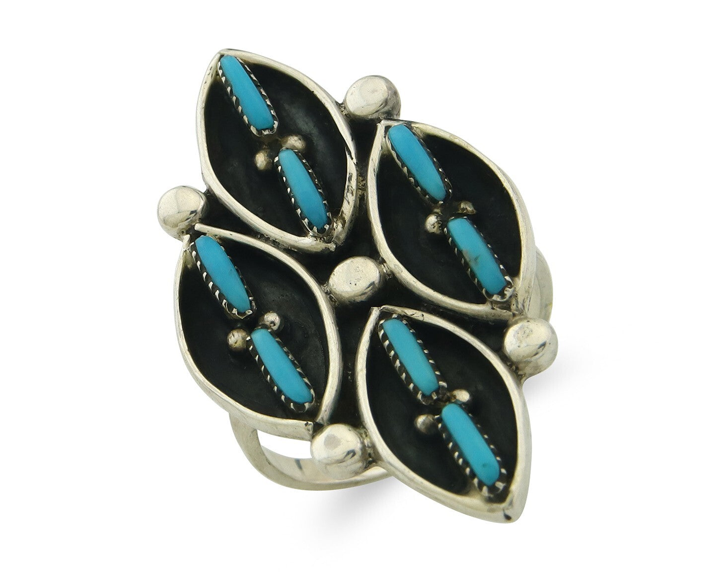 Vintage Zuni Ring 925 Sterling Authentic Natural Turquoise Native Artist Sz 9.25