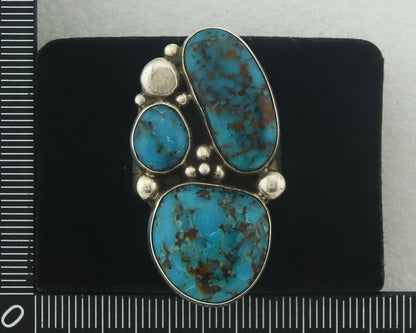 Vintage Navajo Ring 925 Sterling Authentic Turquoise Artist Signed D Size 9.0