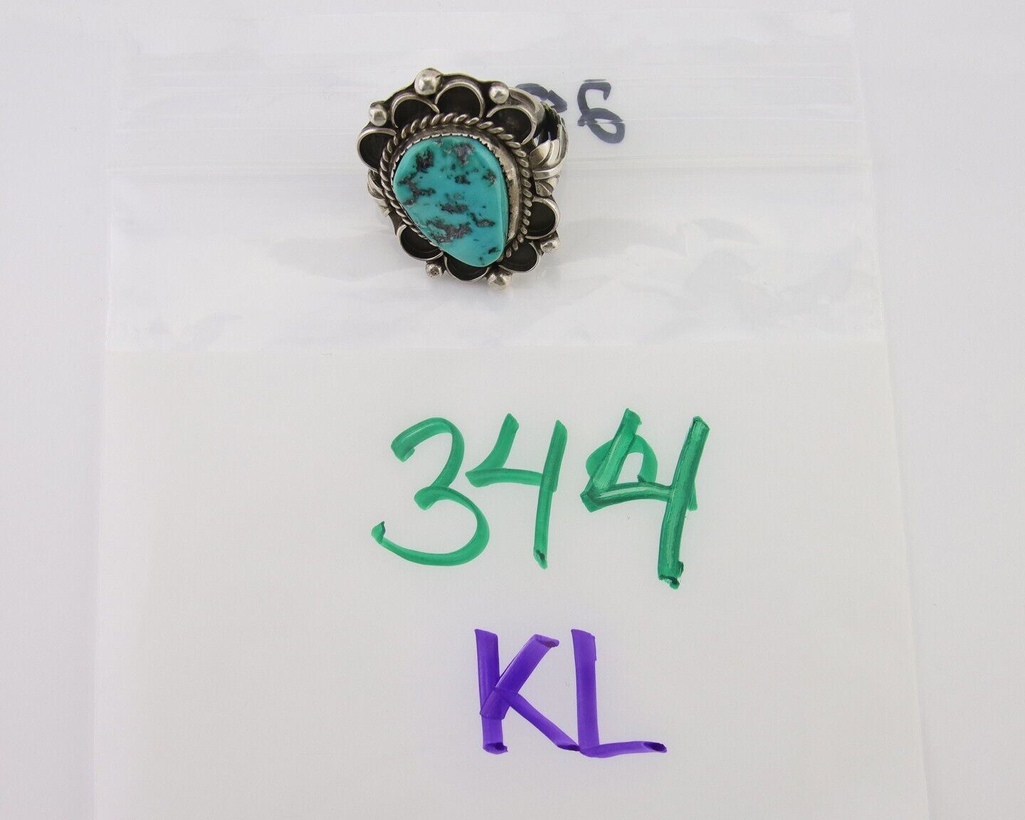 Navajo Ring 925 Silver Natural Blue Turquoise Native American Artist C.80's