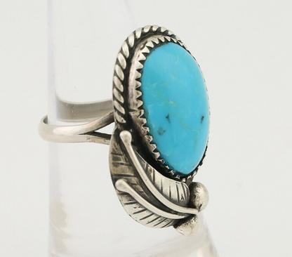 Navajo Ring 925 Silver Kingman Turquoise Native American Artist C.80's