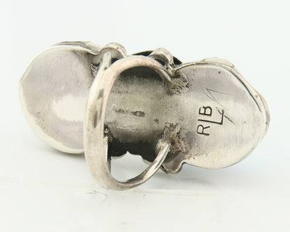 Vintage Zuni Ring 925 Sterling Silver Turquoise Signed RLB Size 6.0