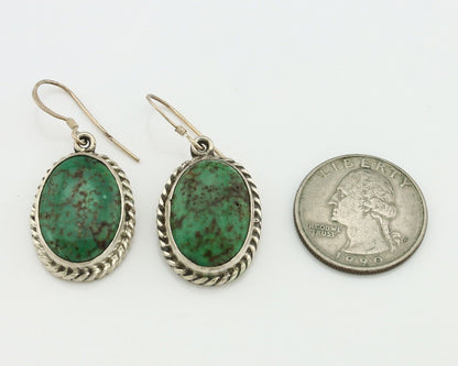 Navajo Earrings 925 Silver Natural Green Turquoise Native Artist C.80's