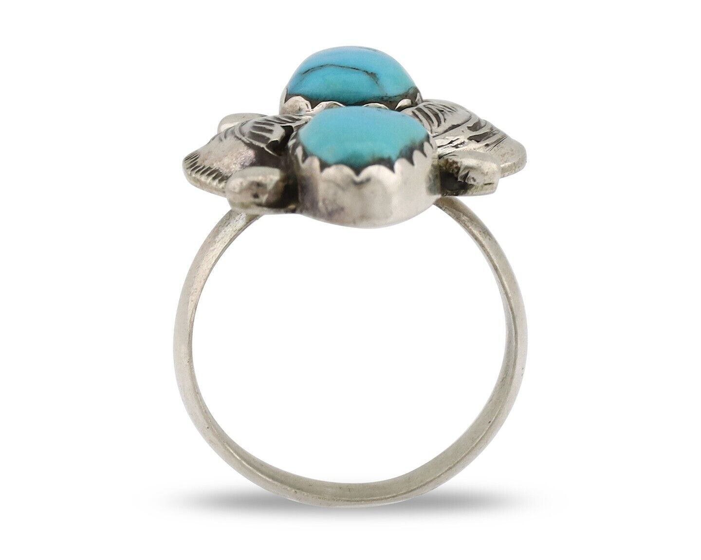 Zuni Ring 925 Silver Natural Blue Turquoise Signed Simplicio C.80's