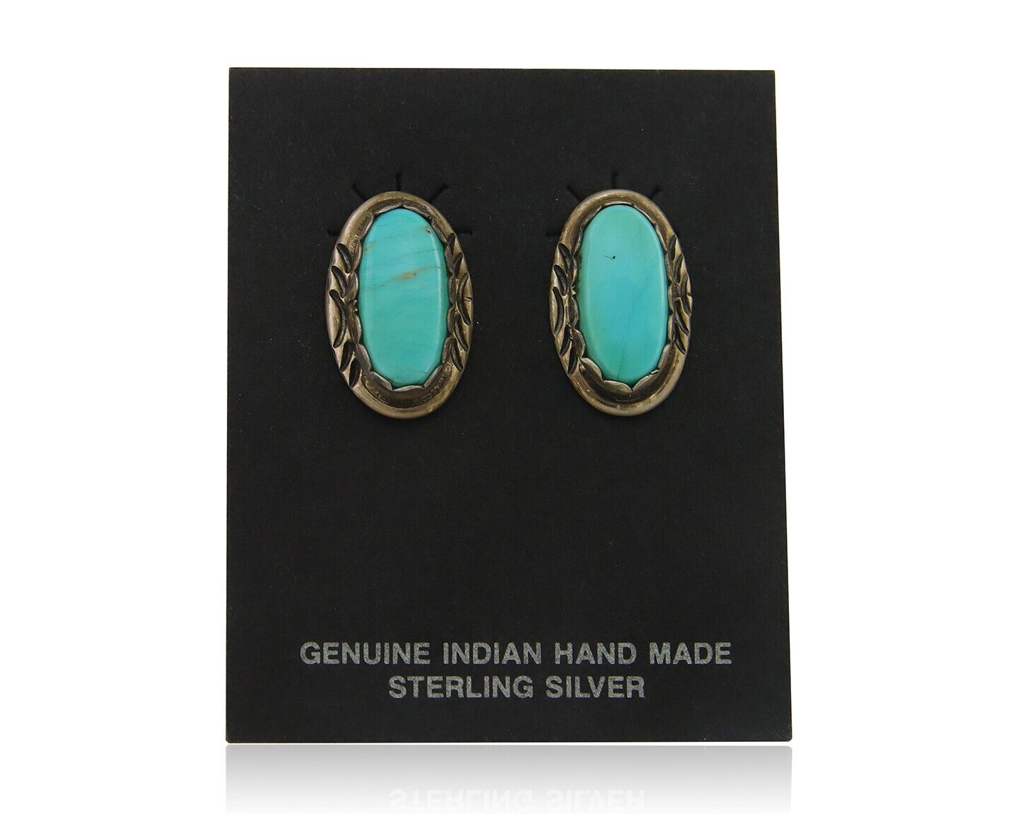 Navajo Earrings 925 Silver Natural Turquoise Native Artist C.80's