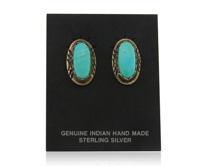 Navajo Earrings 925 Silver Natural Turquoise Native Artist C.80's