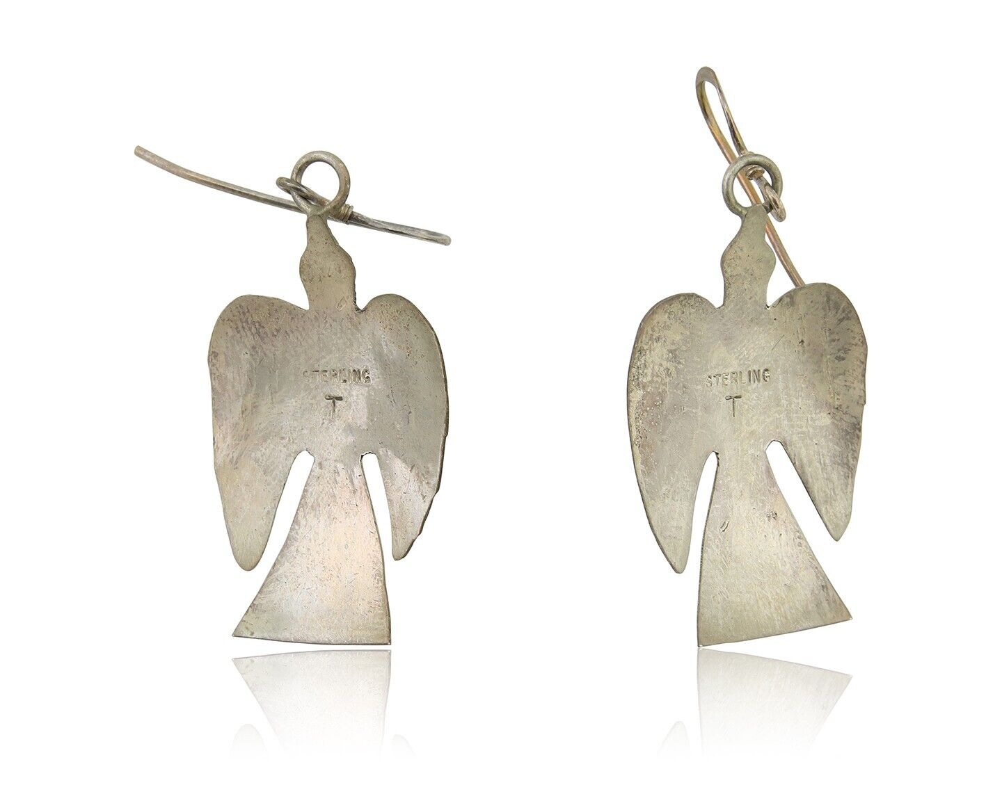 Navajo Thunderbird Earrings 925 Silver Natural Turquoise Native Artist C.80's