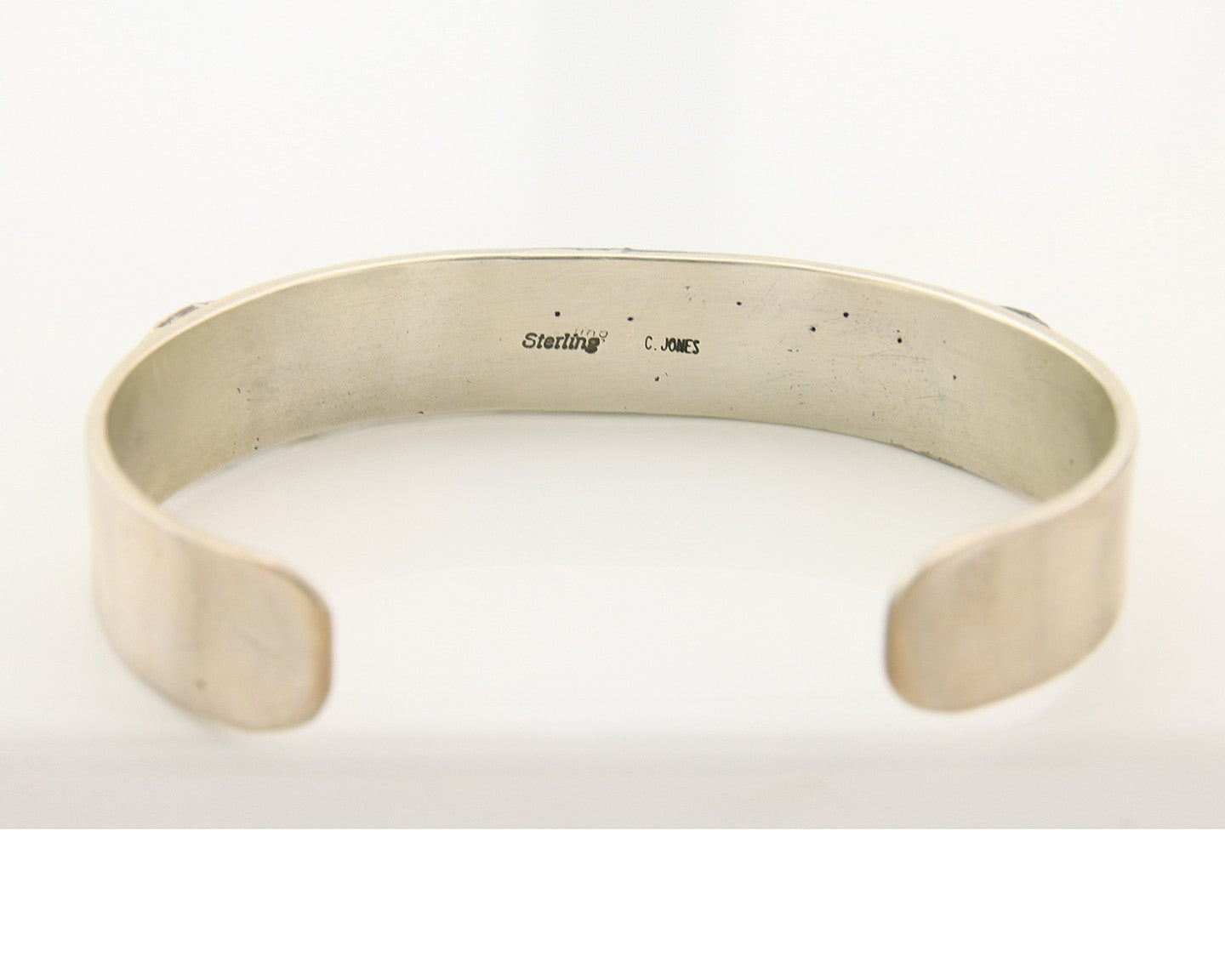 Navajo Bracelet Sterling Silver Nevada Turquoise Artist Signed C Jones