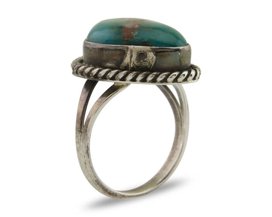 Navajo Ring 925 Silver Natural Blue Turquoise Native American Artist C.80's