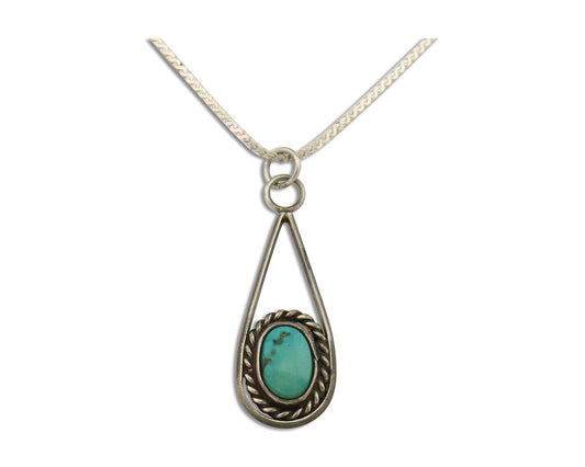 Navajo Necklace 925 Silver Natural Turquoise Artist Native American C.80's
