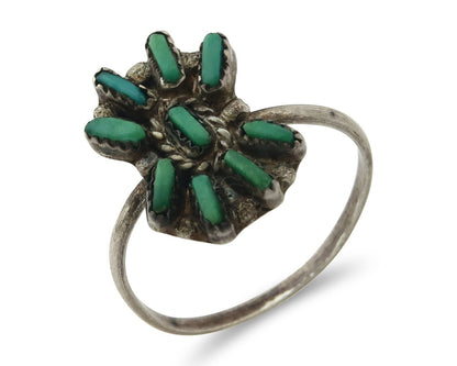 Vintage Zuni Ring 925 Sterling Silver Traditional Authentic Turquoise Size 8.0